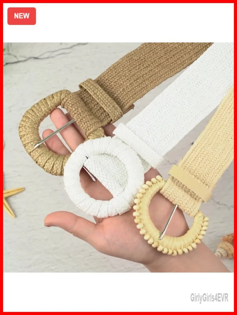Straw Woven Elastic Belt Women Boho Stretchy Rattan Waist Belt for Dress